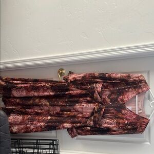 Soft Surroundings Floral Long Sleeve Dress - Pink and Brown